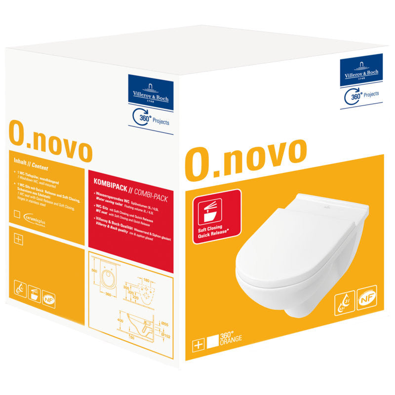 Villeroy&Boch Szett - O.novo fali wc kombipack(5660H101)+WC-elem(92246100)+nyomólap m.króm(92249069)-1