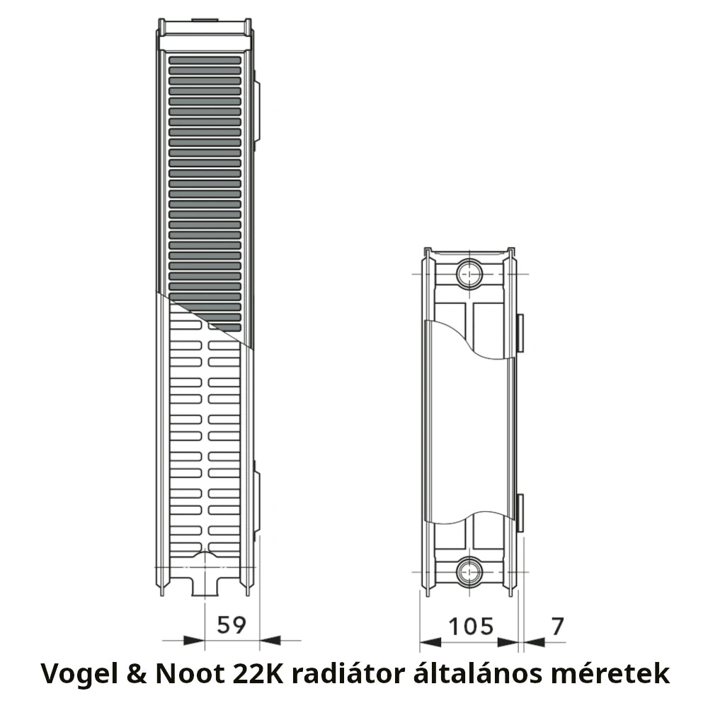 Vogel&Noot fül nélküli 22KV 300x1000 jobbos szelepes radiátor