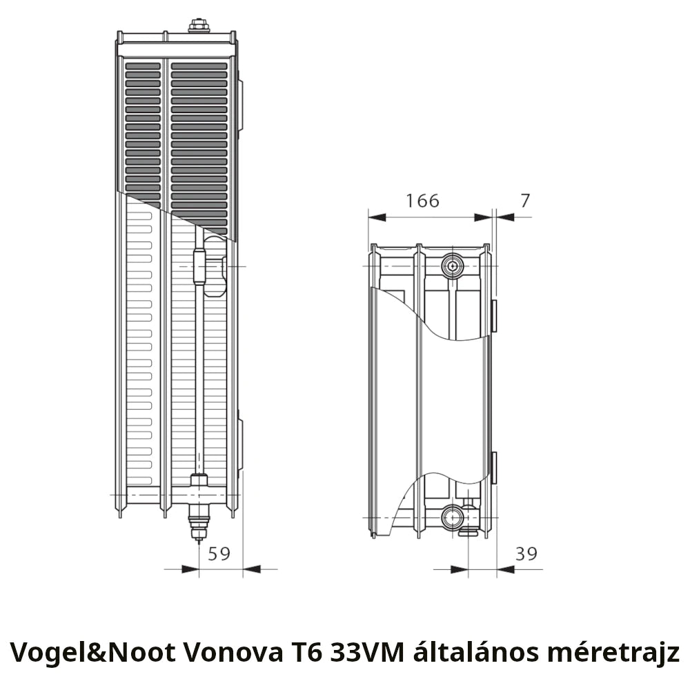 Vogel&Noot T6 33VM 300x1000 középcsatlakozású radiátor