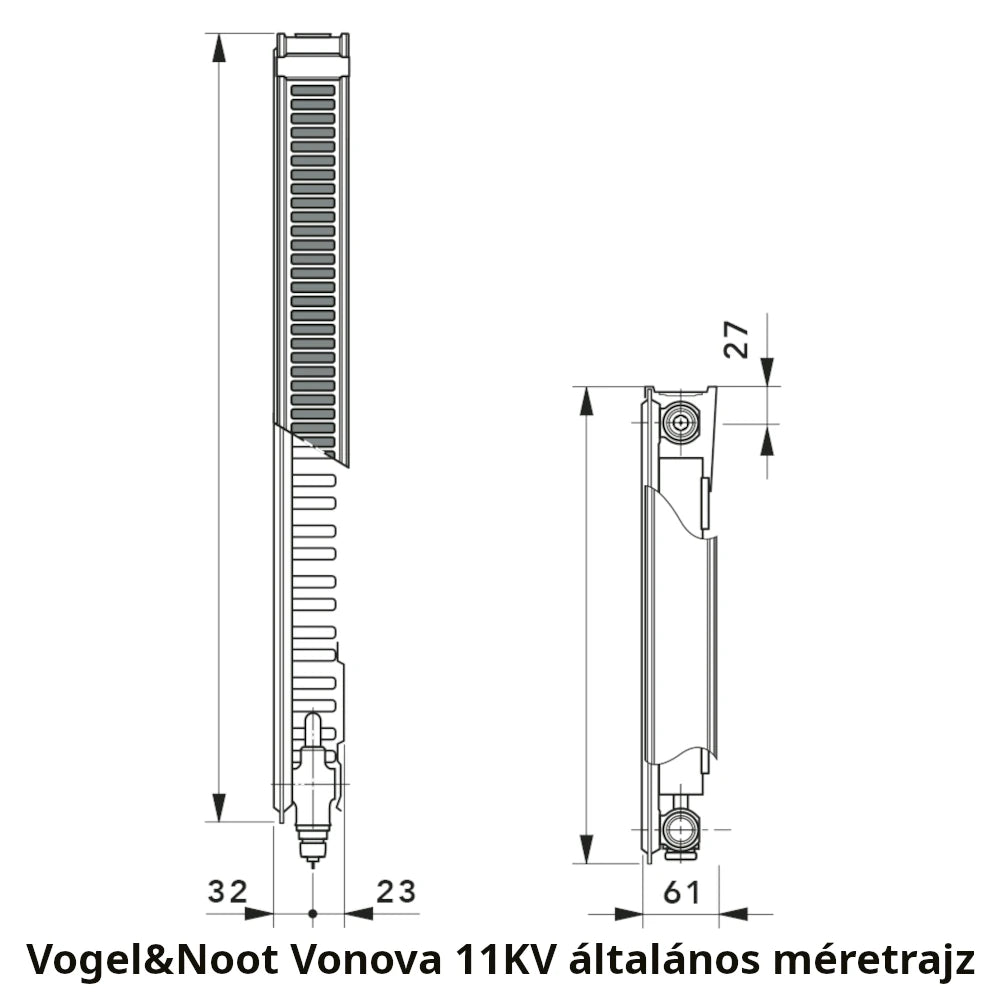 Vogel&Noot 11KV 400x1800 balos szelepes radiátor