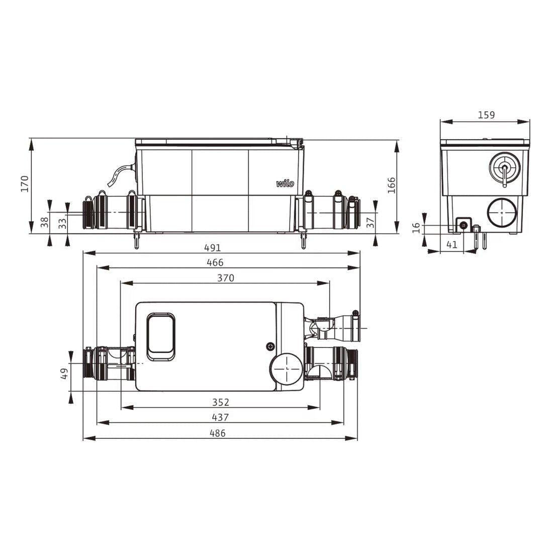 WILO Drainlift Mini3 - XXS - EF, WC csatlakozás nélkül, 3 bekötéssel (6095126)
