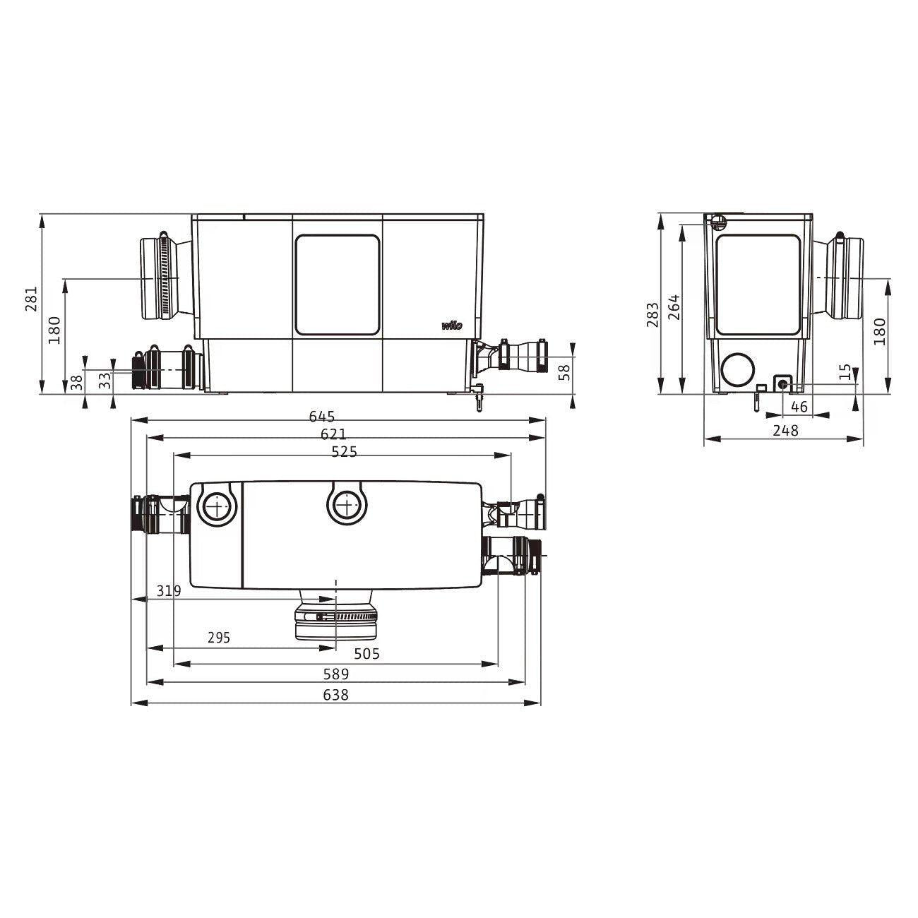 WILO Drainlift Mini5 - XS/WC - EF, WC csatlakozással, +3 bekötéssel (6095130)