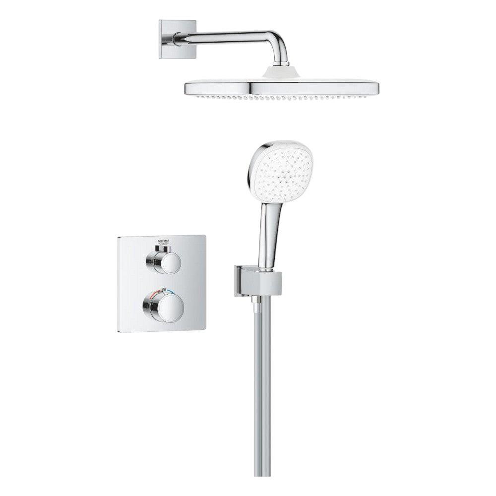 Grohe Grohtherm zuhanyrendszer falsík mögötti, Tempesta Cube kézi és fejzuhannyal (1039950000)