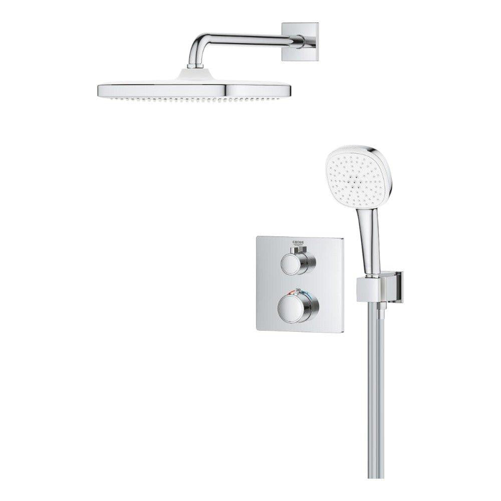 Grohe Grohtherm zuhanyrendszer falsík mögötti, Tempesta Cube kézi és fejzuhannyal (1039950000)