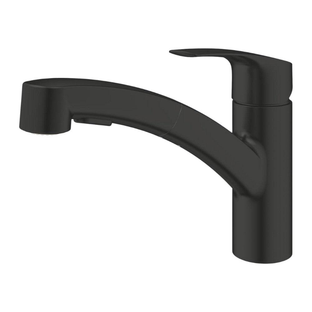 Grohe Eurosmart mosogató csaptelep, kihúzható - , kétfunkciós zuhanyfej, matt fekete (303052431)