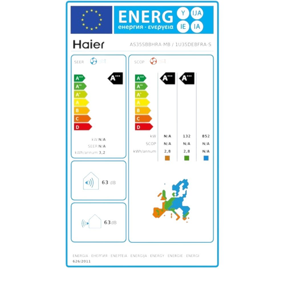 Haier Serene Black R32 mono split klíma szett 3.5 kW (AS35SBBHRA-MB / 1U35DEBFRA-SH)