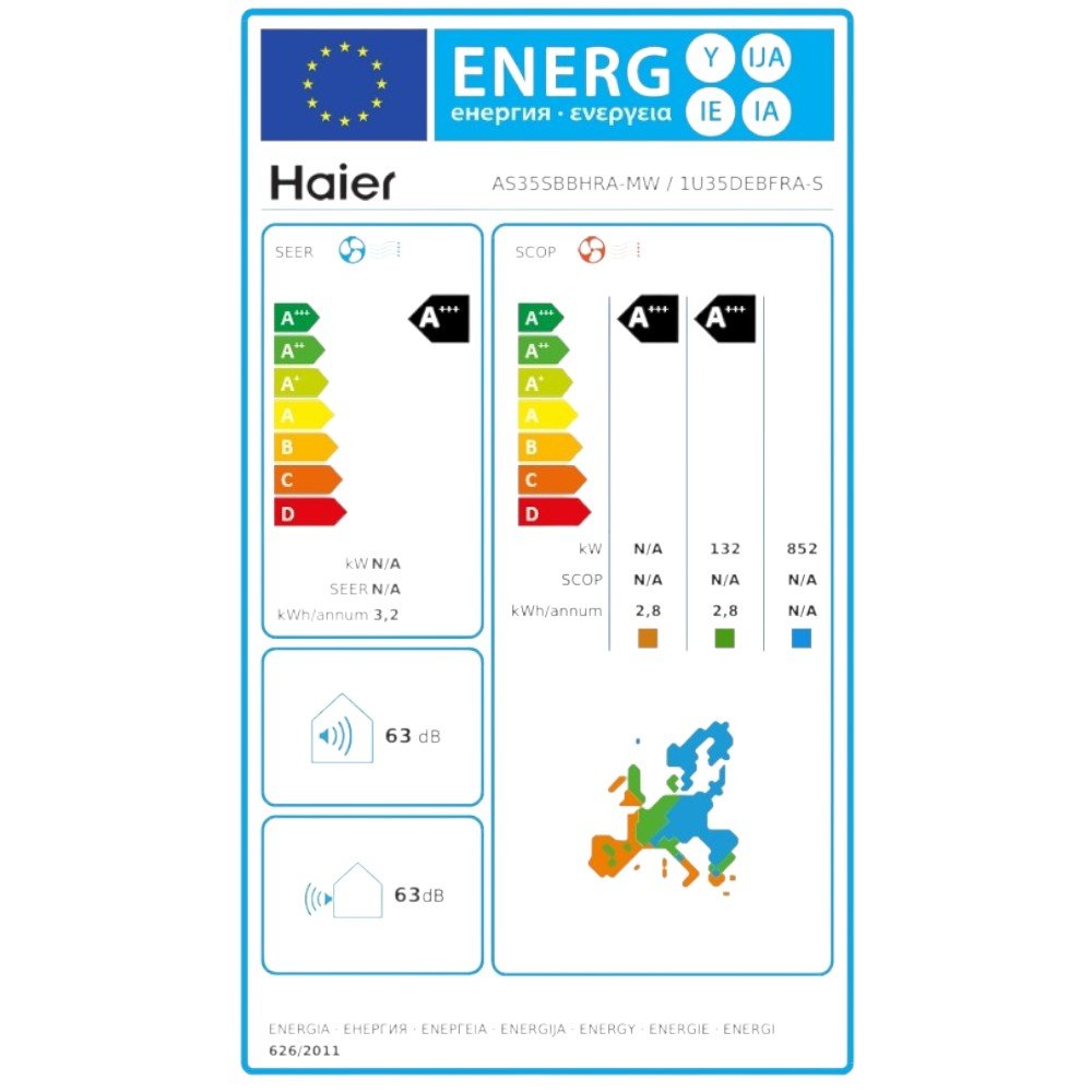 Haier Serene White R32 mono split klíma szett 3.5 kW (AS35SBBHRA-MW / 1U35DEBFRA-SH)
