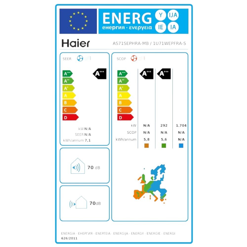 Haier Serene Black R32 mono split klíma szett 7.1 kW (AS71SEPHRA-MB / 1U71WEPFRA-SH)