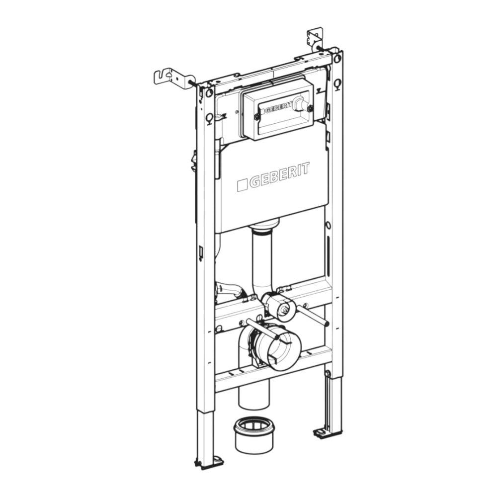 Geberit Duofix Basic fali WC - szerelőelem, Delta öblítőtartállyal, felső összekötővel és távtartóval (G458.103.00.2)