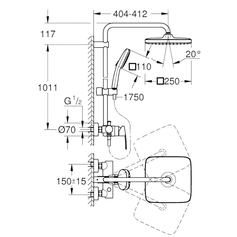 Grohe Tempesta System 250 Cube zuhanyrendszer, egykaros csapteleppel, króm (26692001)