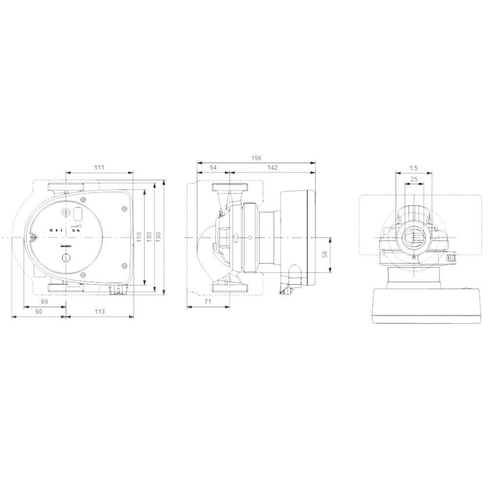 Grundfos Magna1 25 - 80 180 1x230V PN10 (99221213)