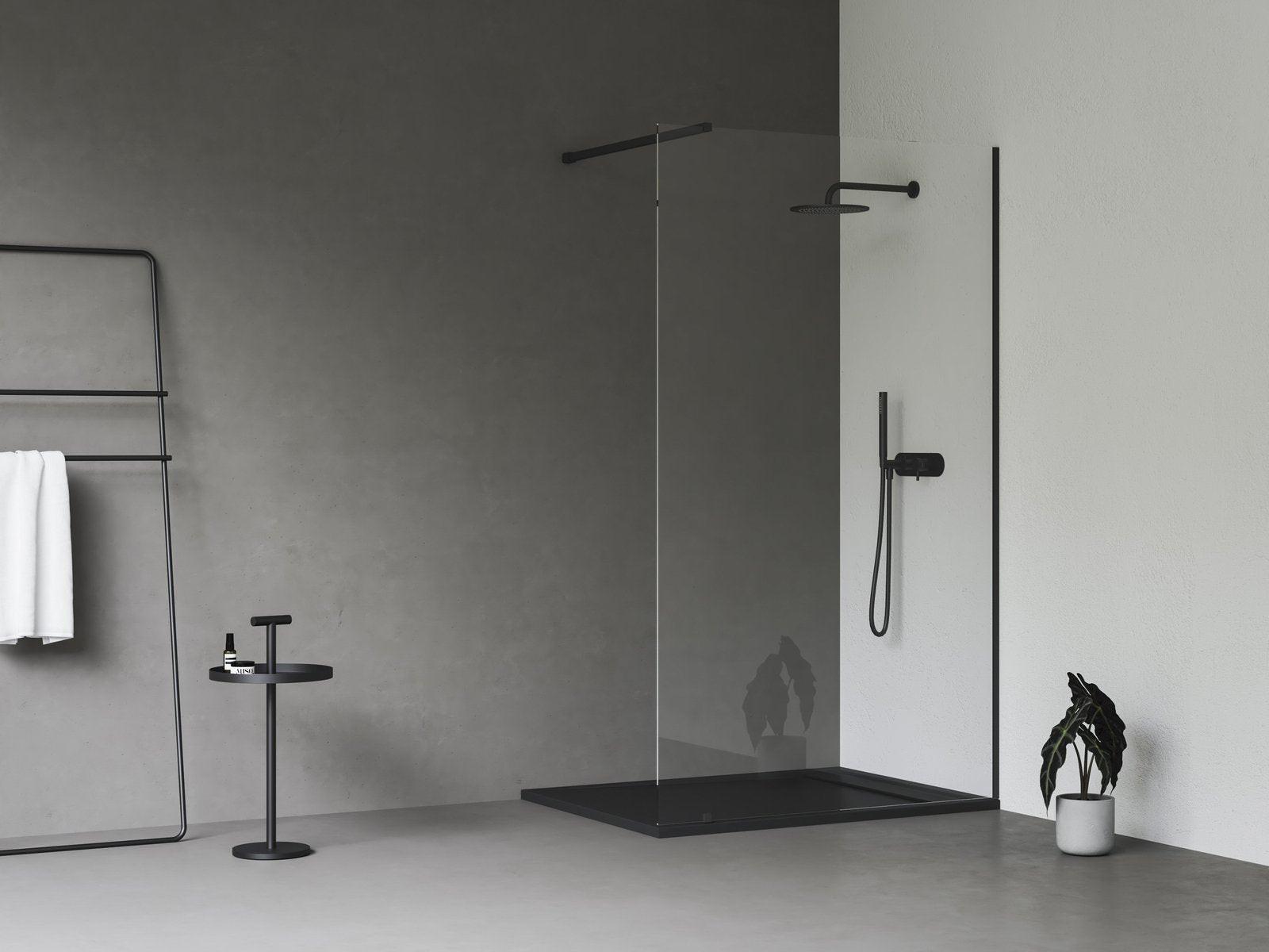 Ravak Walk In Wall szett - 100 zuhanykabin fekete+transparent, 1 merevítővel (GW9WA030SZ1)