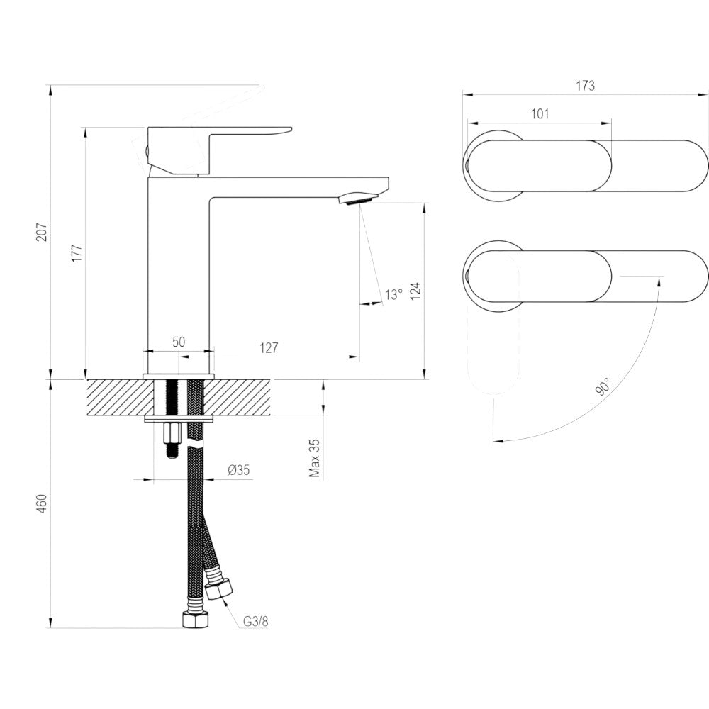 Ravak Chrome II mosdócsaptelep, BeCool, 175 mm, lefolyó nélkül, CR II 014.01CR, króm (X070448)