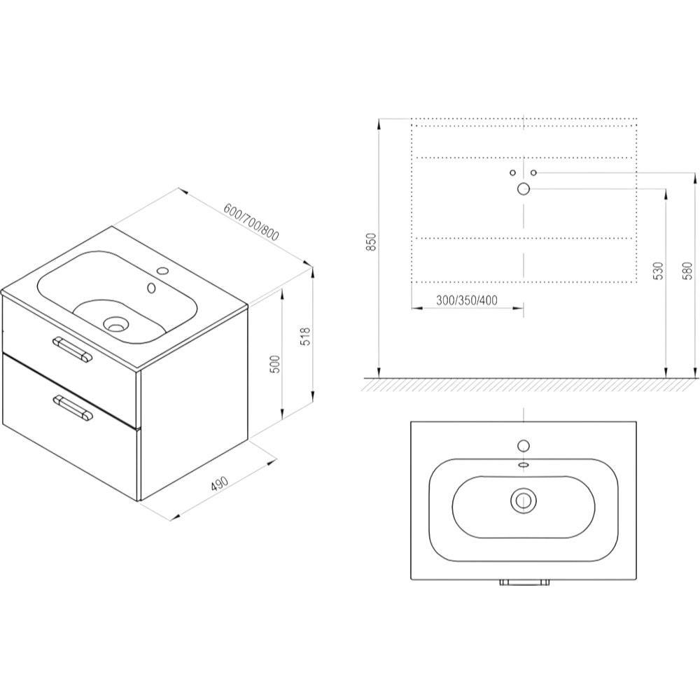 Ravak Chrome II SD 600 fürdőszobai szekrény, fehér/fehér, króm fogantyúval (X000001772)
