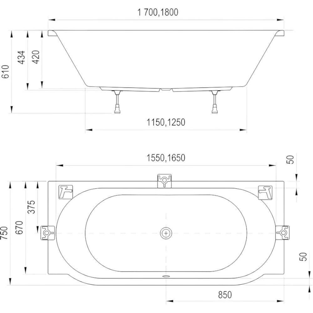 Ravak Arc akrilkád 180x75 fehér (CE51000000)