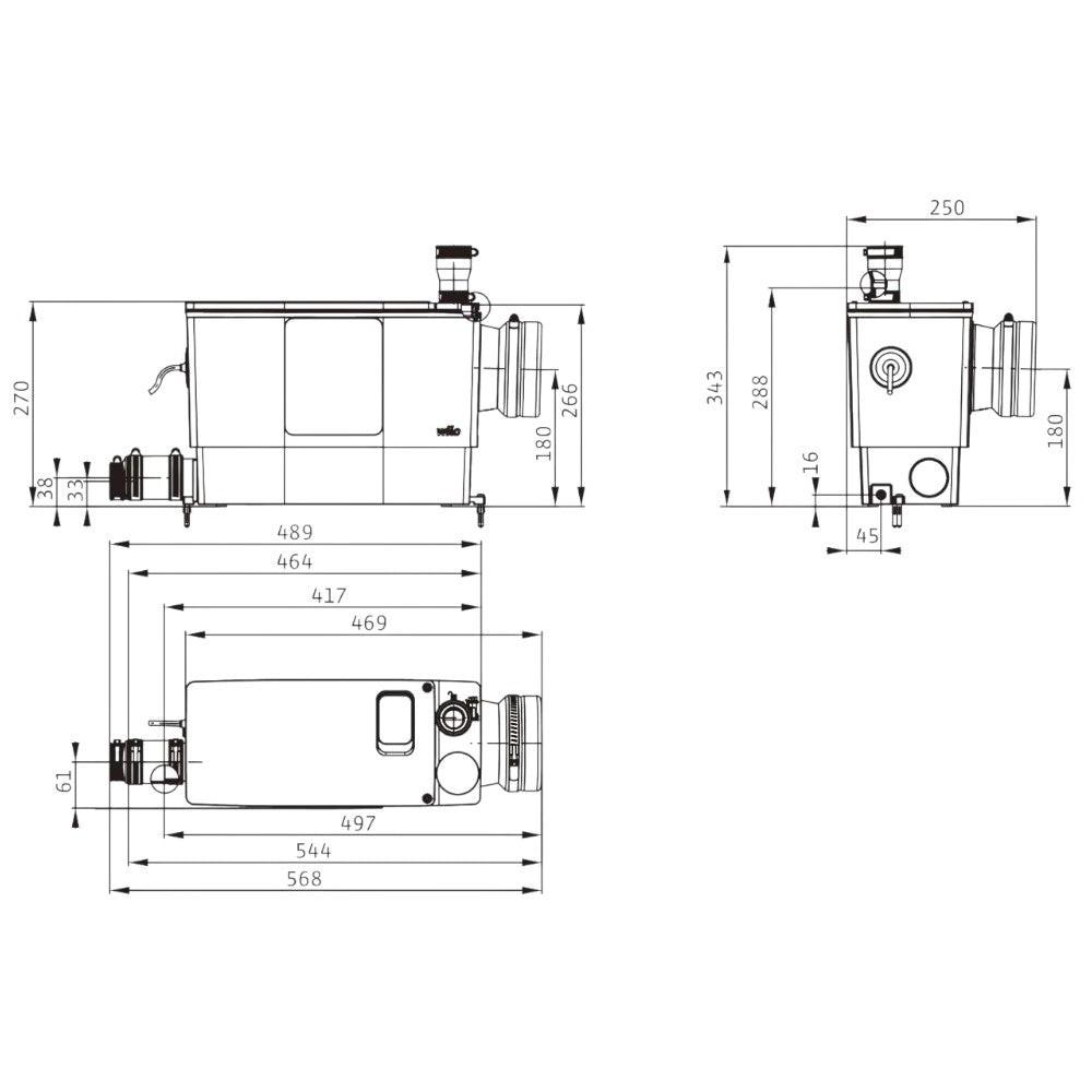 WILO Drainlift Mini3 - XS/WC - EF, WC csatlakozással, +3 bekötéssel (6095128)