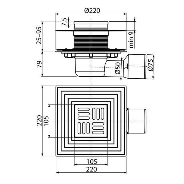 Alcaplast padlószifon kettős bűzzár APV 3344