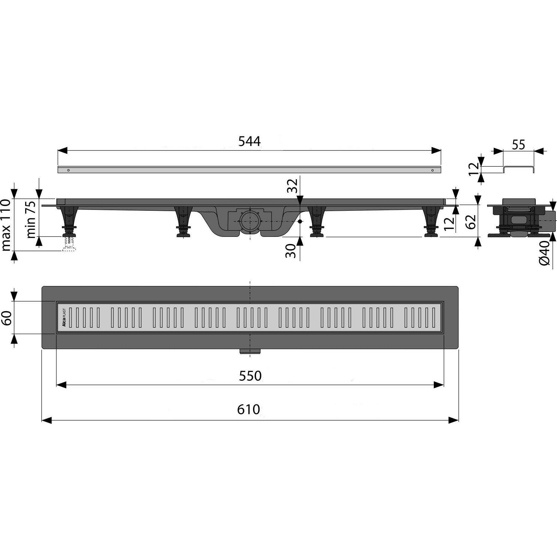 Alcaplast Zuhanyfolyóka APZ10-550M-1