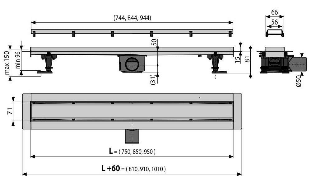 Alcaplast Zuhanyfolyóka APZ13-850 DOUBLE9-1