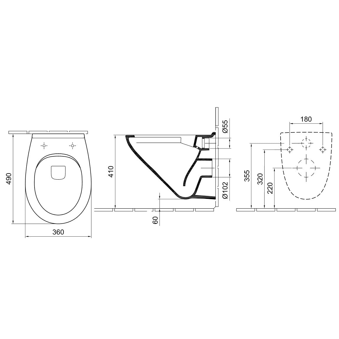 Alföldi Optic WC csésze fali, mélyöblítésű, kompakt 49cm Cleanflush, 7048-R001-2