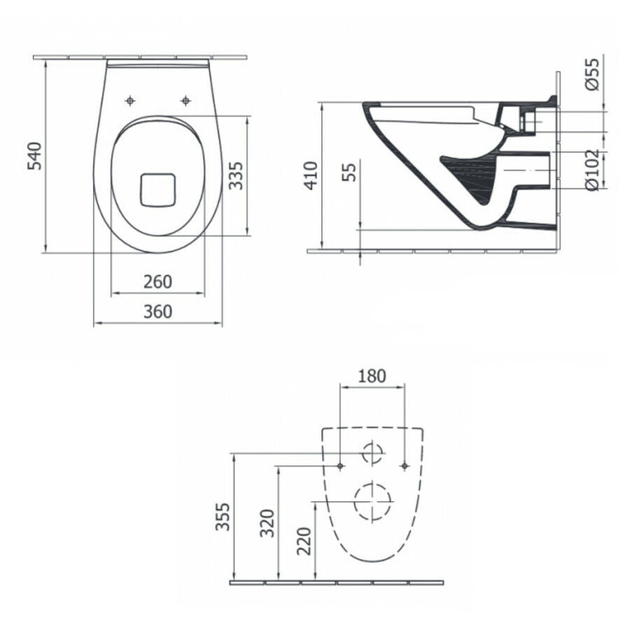 Alföldi Optic WC csésze fali, laposöblítésű, 54cm, Cleanflush + Easyplus, 7049-R0R1 - kifutó-1