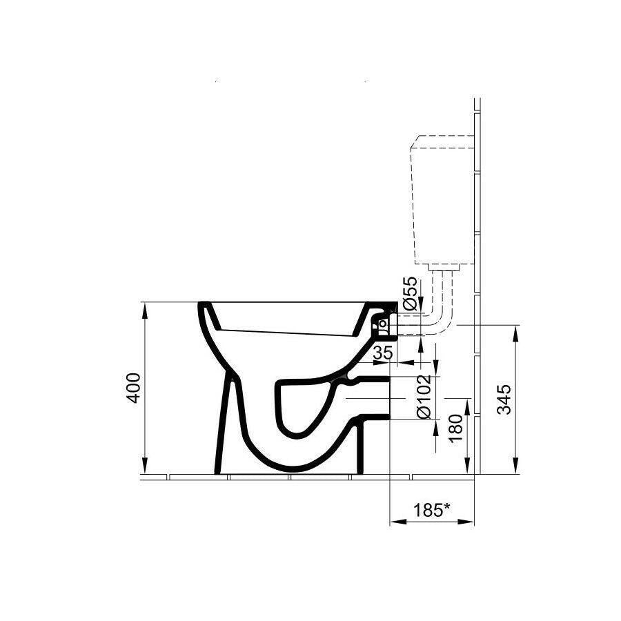 Alföldi Bázis WC - csésze hátsó kifolyású, laposöblítésű + CleanFlush (7095 - R001)