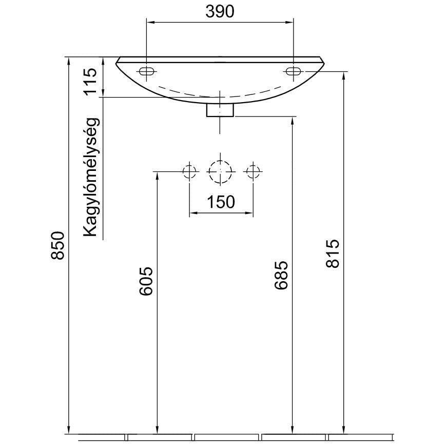 Alföldi Saval 2.0 kézmosó 51x22 cm fúrt, balos 7332 5L 01