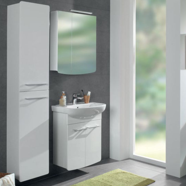 Alföldi Saval 2.0 mosdószekrény, Easyplus mosdóval, 2 ajtó, 54x69x28cm, fényes fehér, láb nélkül-1