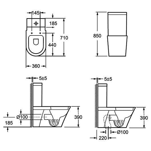 Arezzo design Indiana monoblokkos WC-2