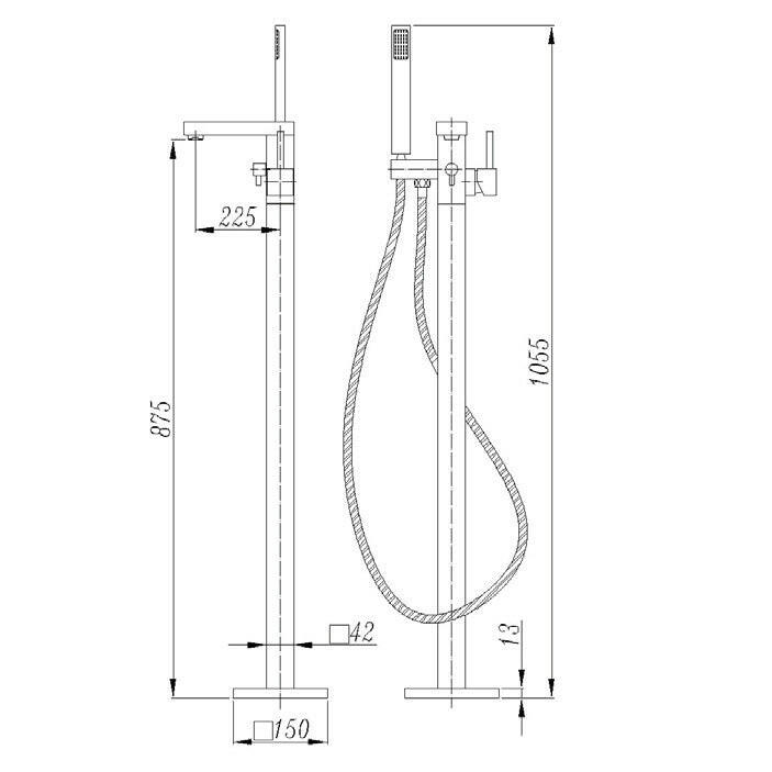 Arezzo design Szabadon álló kádtöltő csaptelep, padlószint alatti résszel-1