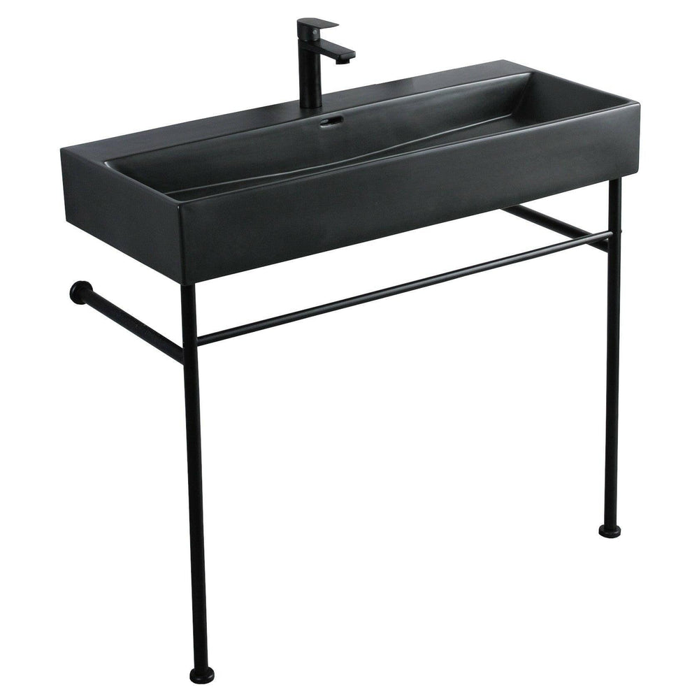 Arezzo Midland mosdótál fémlábbal, lefolyóval 75x42 cm fekete (AR - 382B)