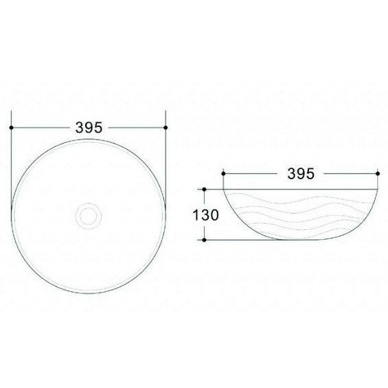 Arezzo design Toledó mosdótál+lefolyó vékony peremű  39,5 cm púder-1