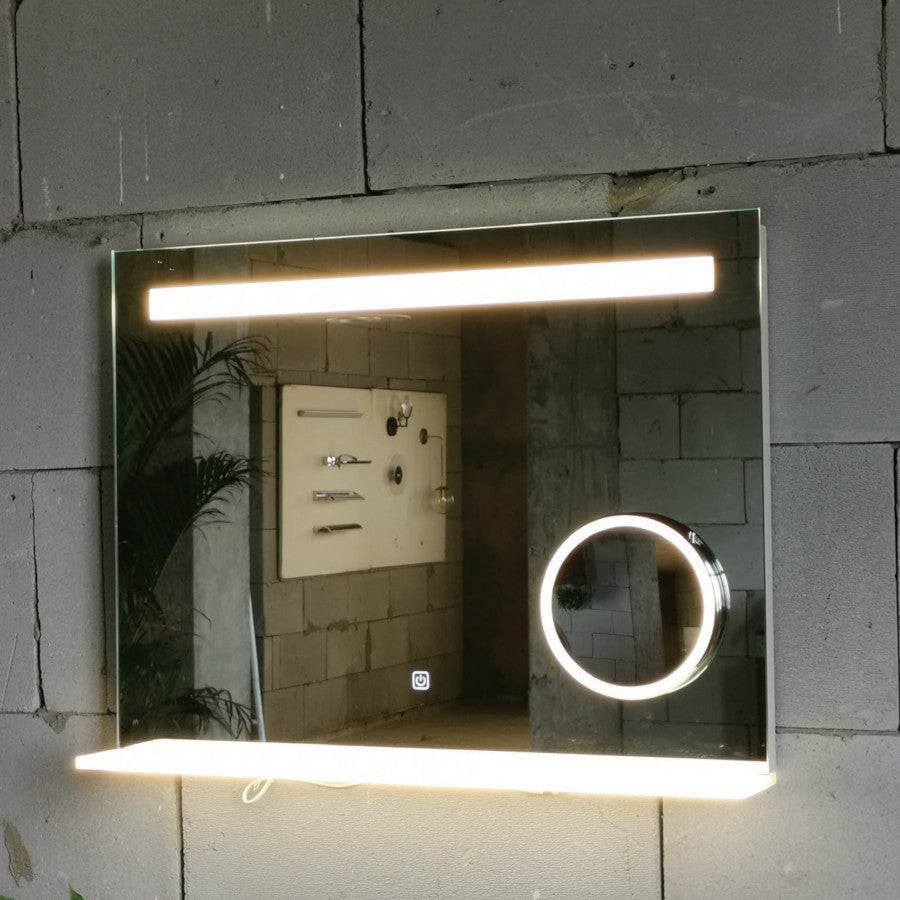 Arezzo design Led tükör világítópolccal, bluetooth hangszóróval, hordozható kozm. tükörrel 60x80-0