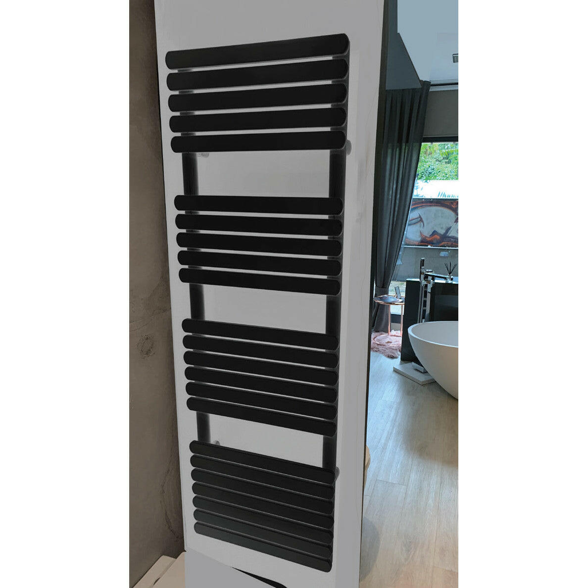 Arezzo design Flat Black törölközőszárító radiátor, egyenes, fekete, 1500x500 mm, 887 W-0