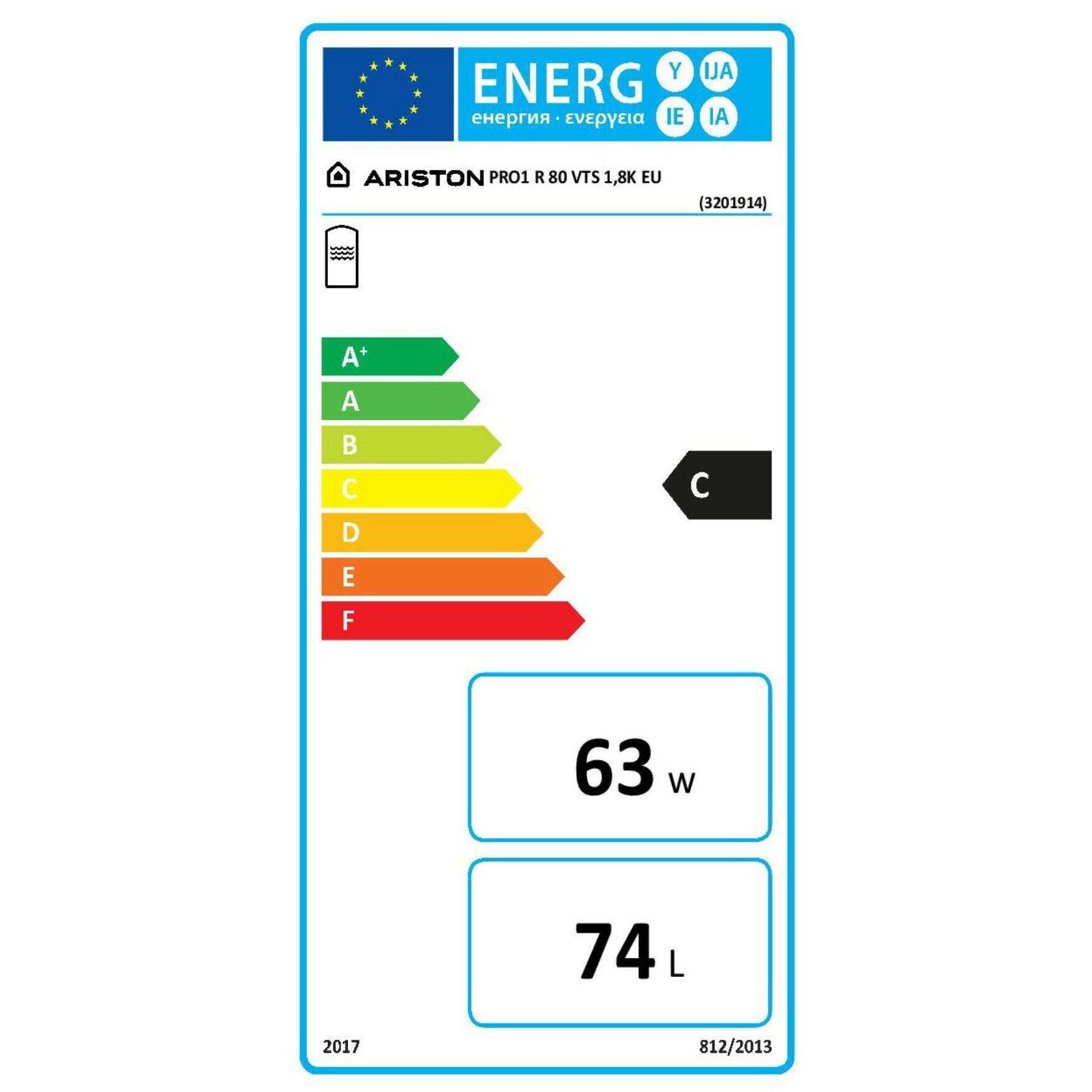 Ariston Pro1 R 80 VTS 1,8 K EU balos indirekt vízmelegítő 1,8kW