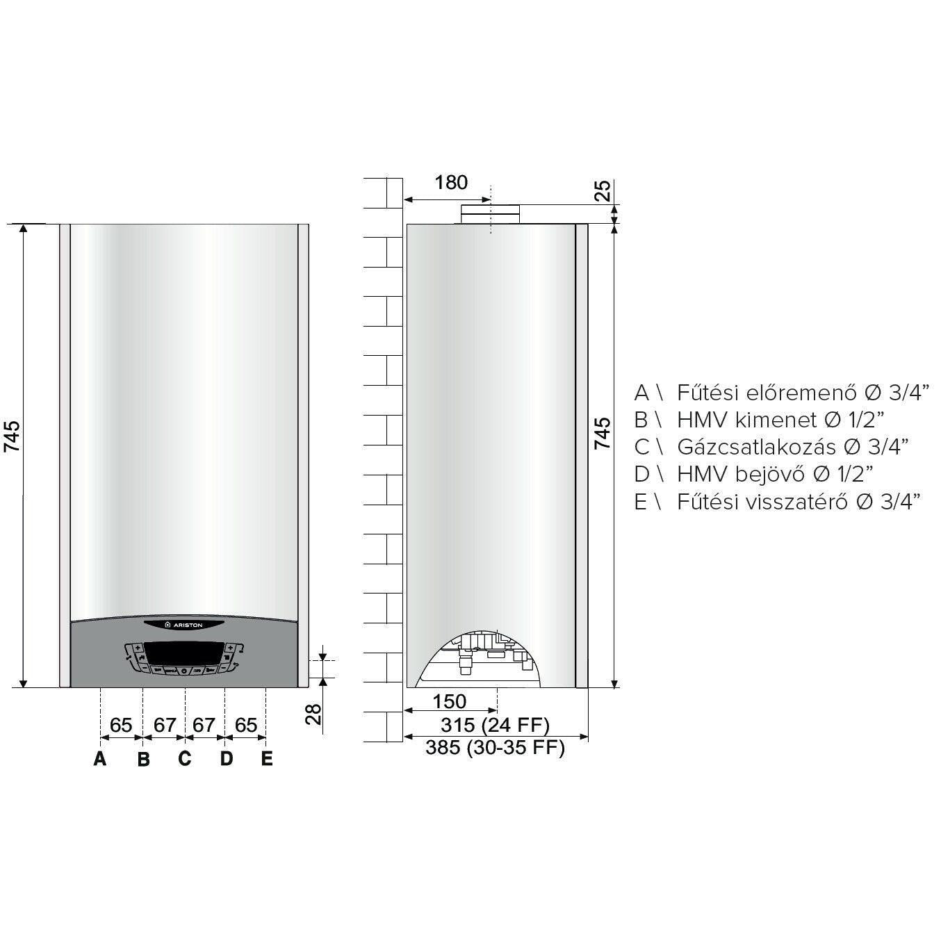 Ariston Clas X 24 CF EU kéményes gázkazán, kombi 23,7 kW