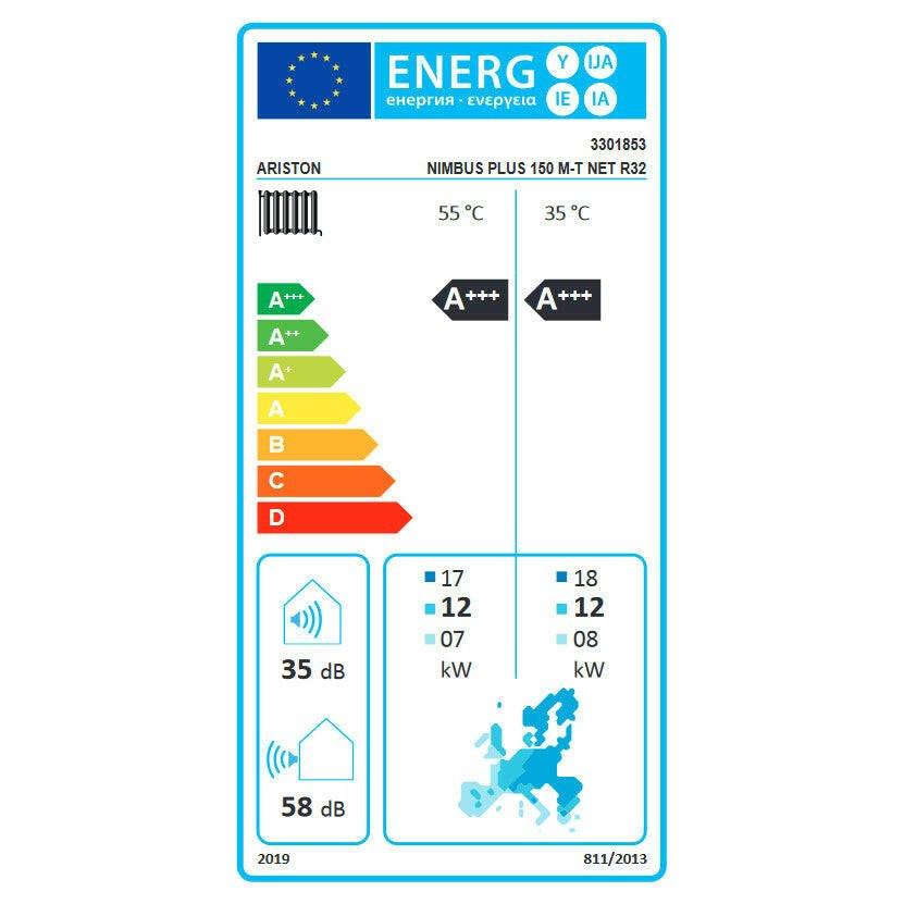Ariston Nimbus Plus 150 M - T NET R32 monob. hősziv. 15 kW, fali beltérivel, 1 fütőkör, 3 fázis