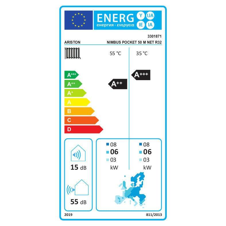 Ariston Nimbus Pocket 50 M NET R32 monob. hősziv. 5 kW, 1 fütőkör, 1 fázis