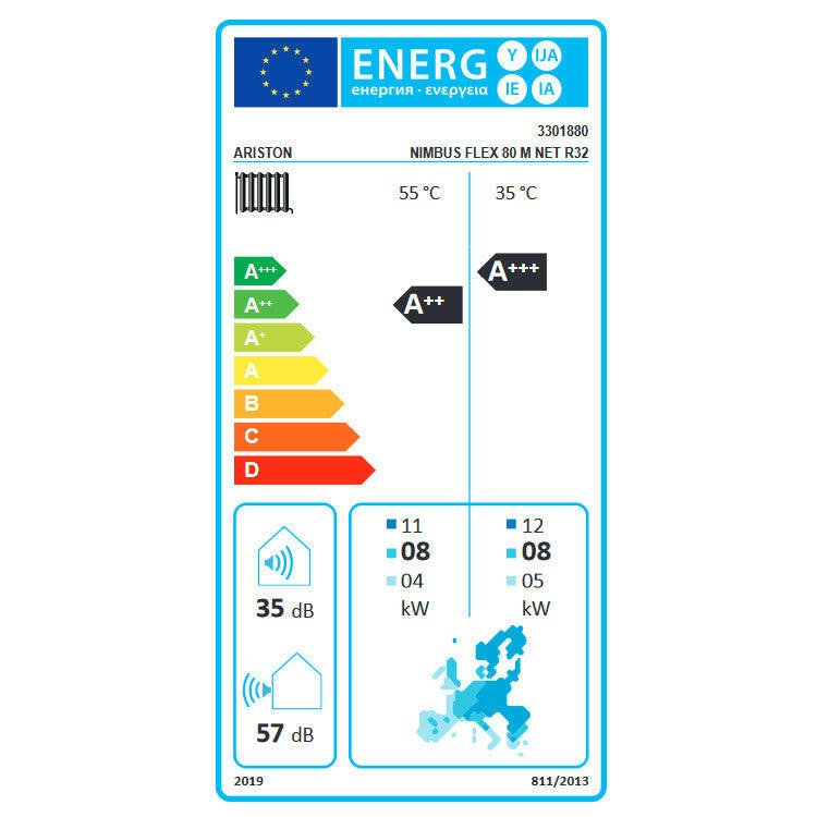 Ariston Nimbus Flex 80 M NET R32 monoblokkos hőszivattyú (3301880)