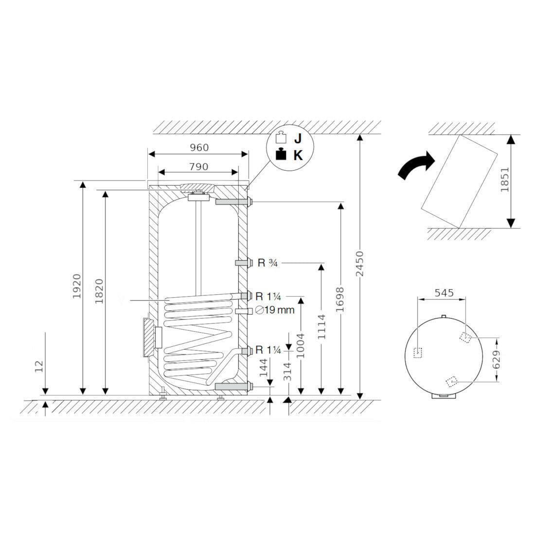 Bosch W 750-5 C indirekt tároló, fehér-1