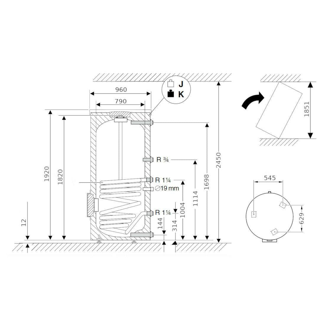 Bosch W 750 - 5 C indirekt tároló, fehér (7735500278)