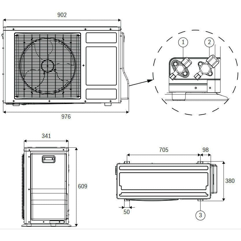 Bosch Compress 3400i AWS 4 OR - S split levegő - víz hőszivattyú egyfázisú kültéri egység (8750722680)