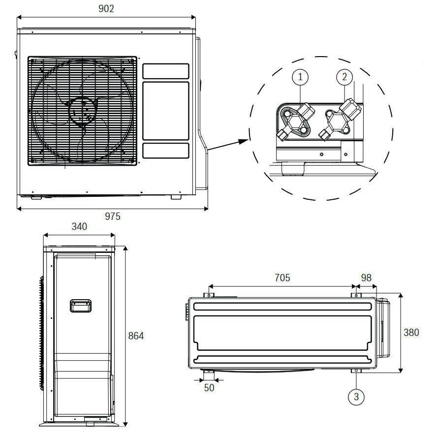 Bosch Compress 3400i AWS 6 OR - S split levegő - víz hőszivattyú egyfázisú kültéri egység (8750722681)