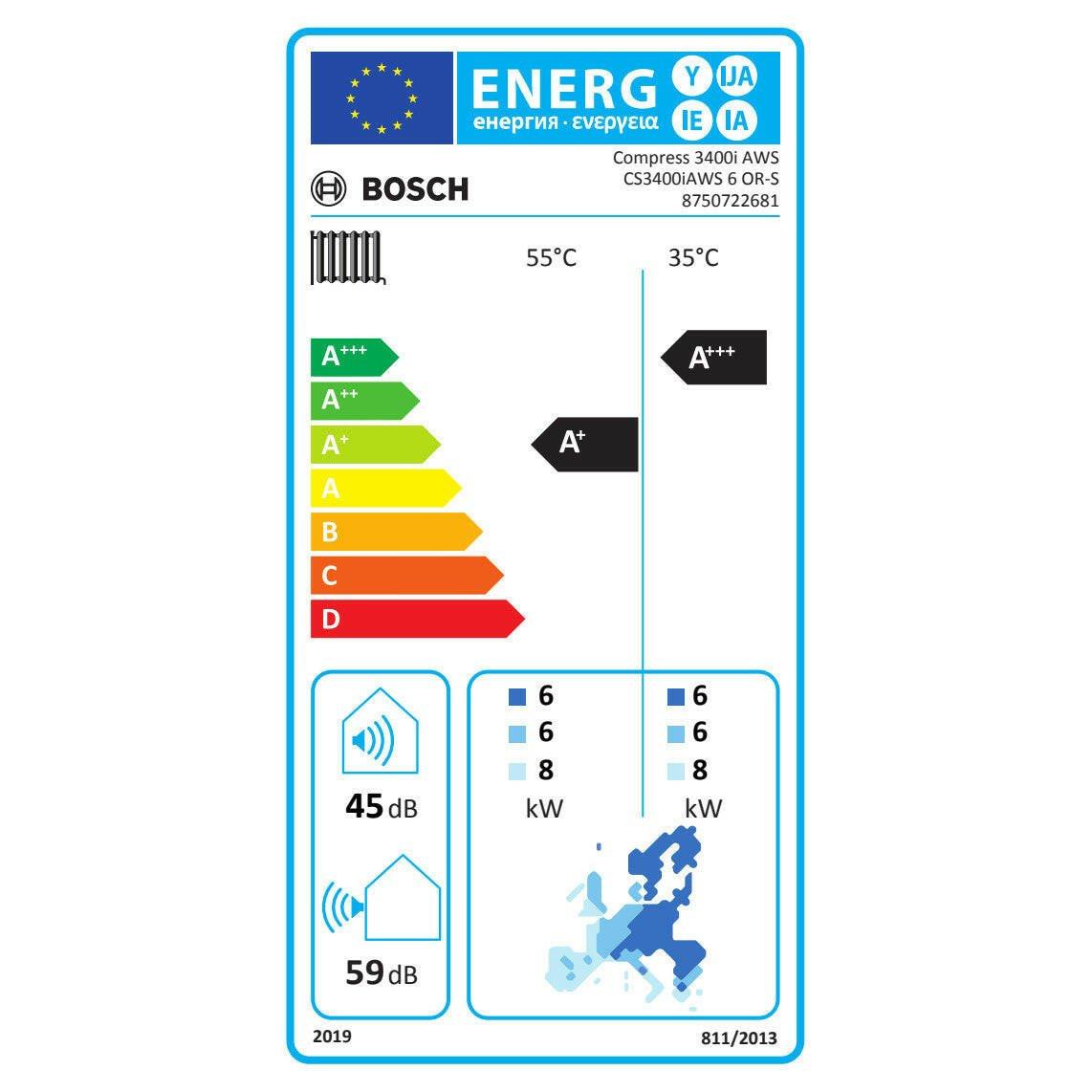 Bosch Compress 3400i AWS 6 OR - S split levegő - víz hőszivattyú egyfázisú kültéri egység (8750722681)
