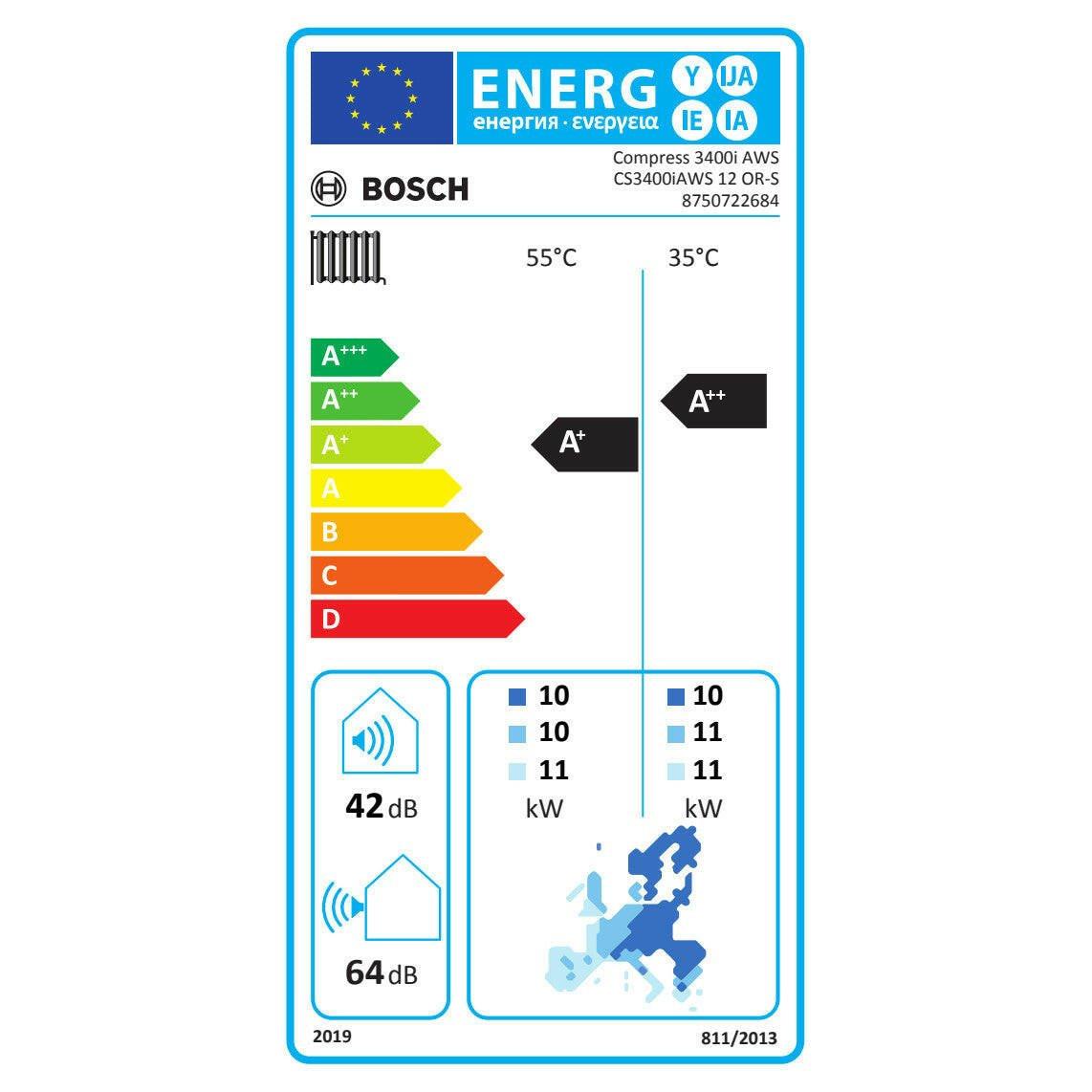 Bosch Compress 3400i AWS 12 OR - S split levegő - víz hőszivattyú egyfázisú kültéri egység (8750722684)
