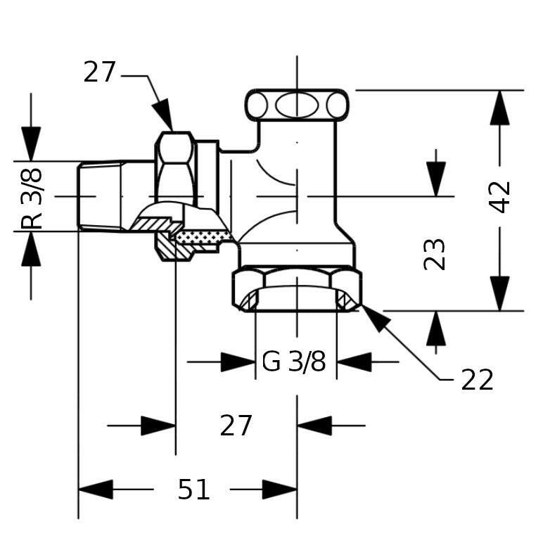 Danfoss RLV-S 3/8" rad. vissz. sarok-2