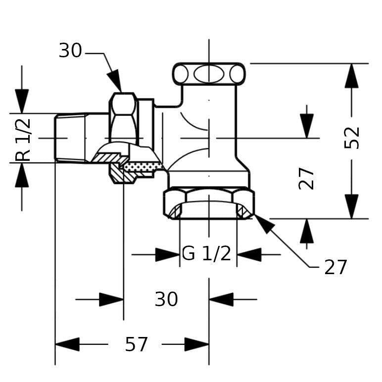 Danfoss RLV - S 1/2" radiátor visszatérő sarok