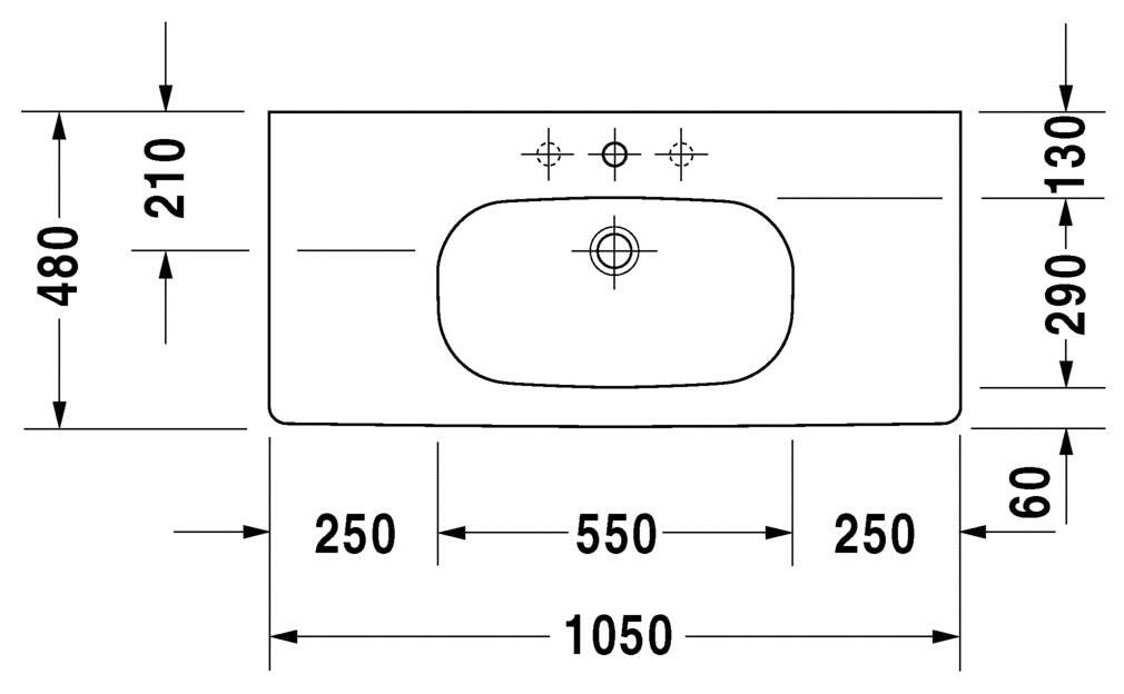 DURAVIT D-Code mosdó, beépíthető, 100x48 cm  (03421000002)-1