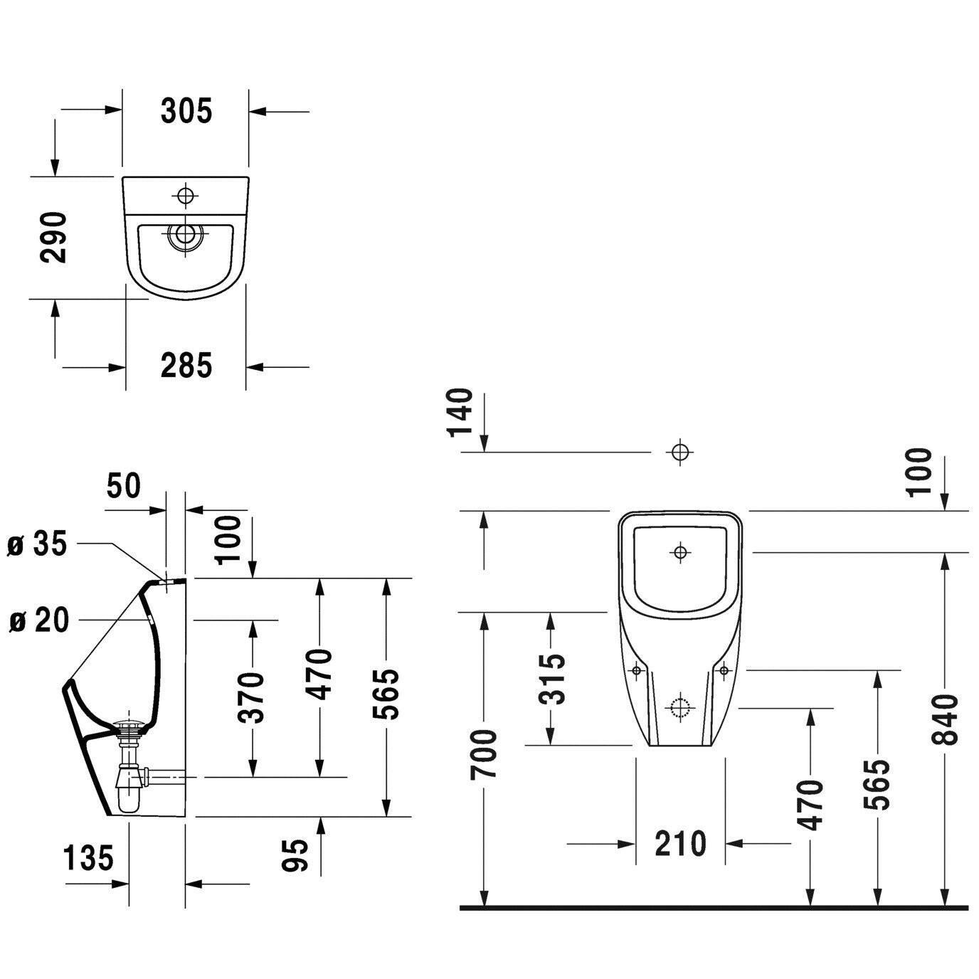 DURAVIT D - Code piszoár felső vízbekötés (DR0828300000)