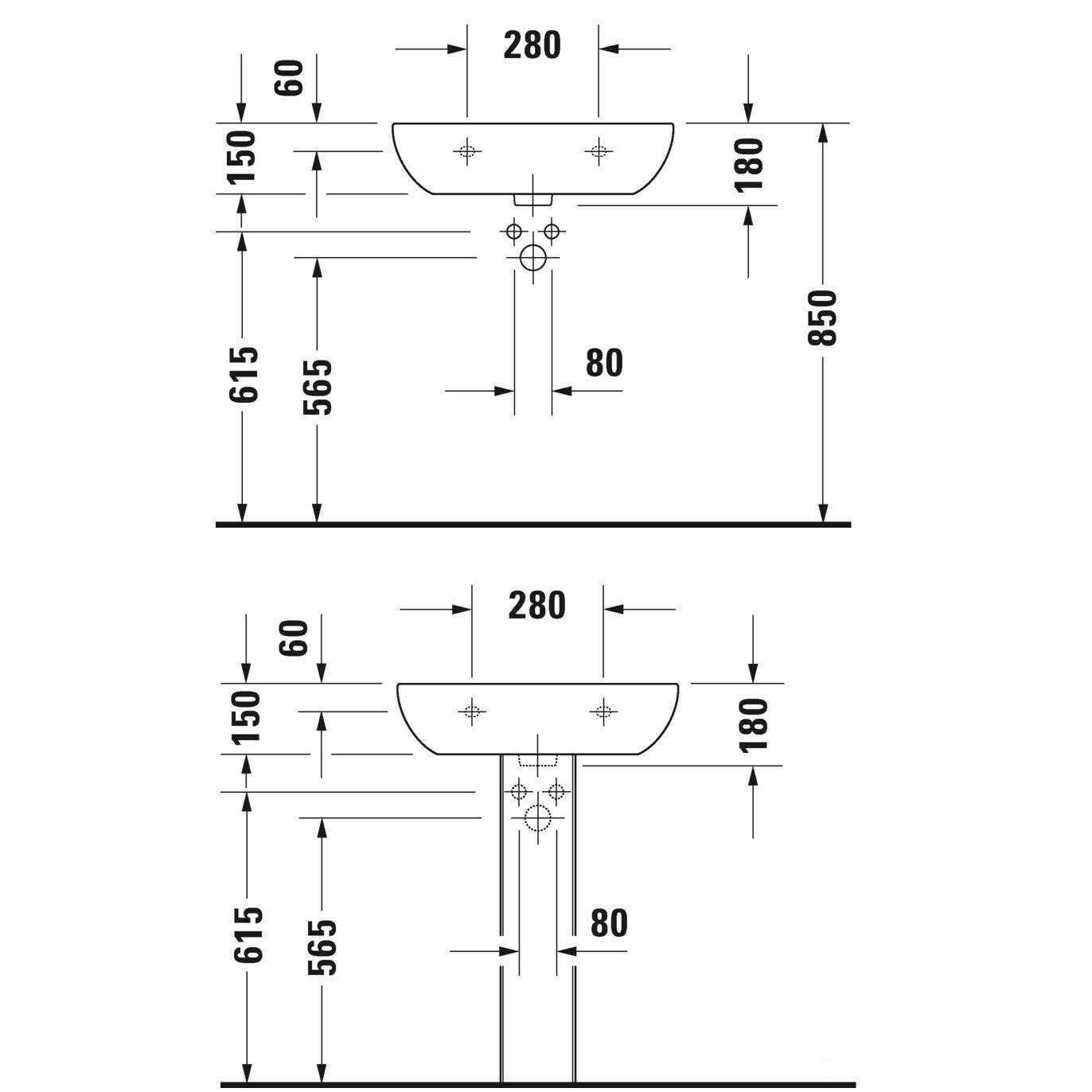 DURAVIT D-Code mosdó, 60x46cm (DR23106000002)-2